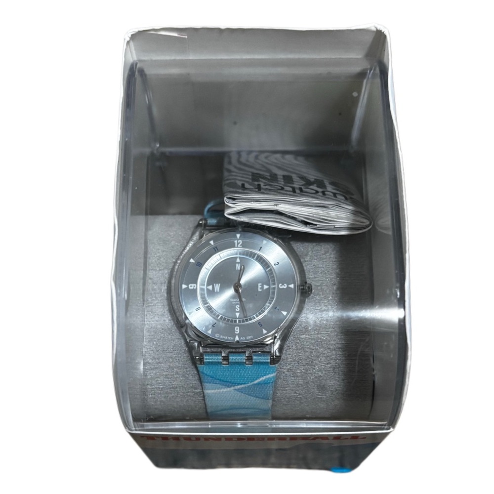 007 Thunderball Swatch Silver and Blue Smartwatch with Classic Design